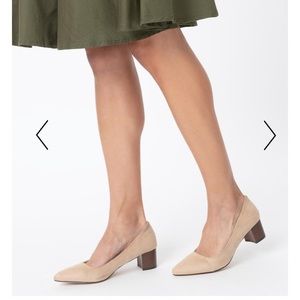 Chase and Chloe Scott 1 nude suede stacked heel